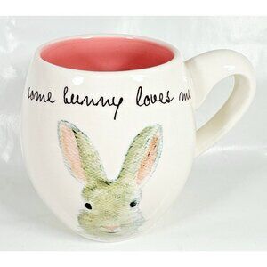Rae Dunn Artisan Collection Magenta Pink Some Bunny Loves Me Easter Rabbit Mug